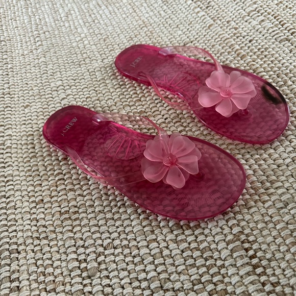 J. Crew Shoes - J. Crew Hot Pink Jelly Flip Flops with Flower Accent
